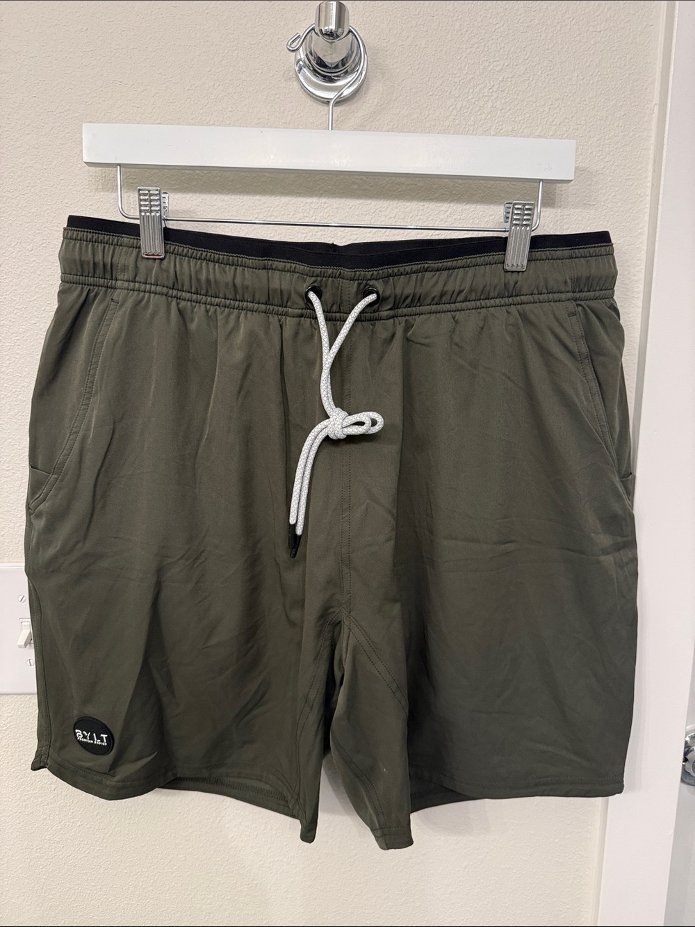 BYLT Basics Active+ Short, Olive Green Athletic Drawstring